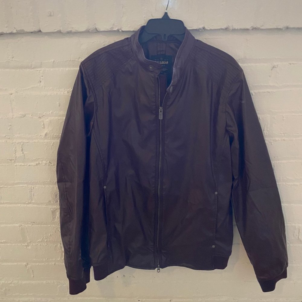 Pull & Bear Men's Brown Leather Jacket